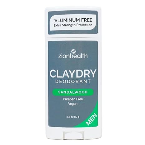 Clay Dry Deodorant Men Sandalwood Zion Health 2.8 oz Stick