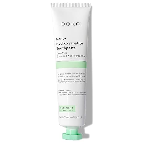 Boka Fluoride Free Toothpaste Nano Hydroxyapatite, Helps Remineralize, Appropriate for Sensitive Teeth, Whitening - for Adult, Kids Oral Care - Ela Mint Flavor, 4 Fl Oz 1Pk US Manufactured