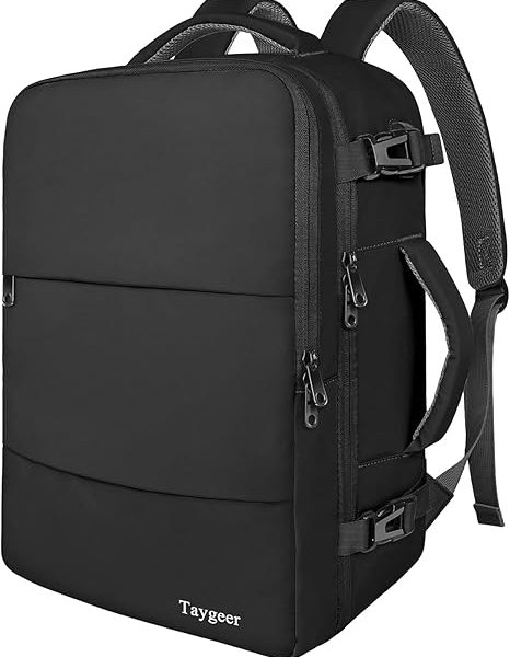 Taygeer Travel Laptop Backpack for Men Women, Airplane Approved Travel Backpack Suitcase with Usb Charging Port, Lightweight College 35l Luggage Bag 15.6inch Laptop Mochila Gifts for Business,Black