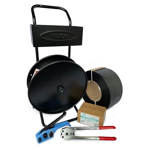 IDL Packaging Industrial 1/2" x 9000' Polypropylene (PP) Strapping Kit, 300 lbs Break Strength – Complete Packaging Poly Strapping Solution – Enough Strapping and Seals for 1000 Uses Before