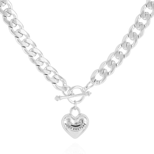 Juicy Couture Silvertone Heart Charm Necklace for Woman