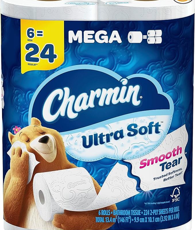 Charmin Ultra Soft Toilet Paper 6 Mega Rolls = 24 Regular Rolls