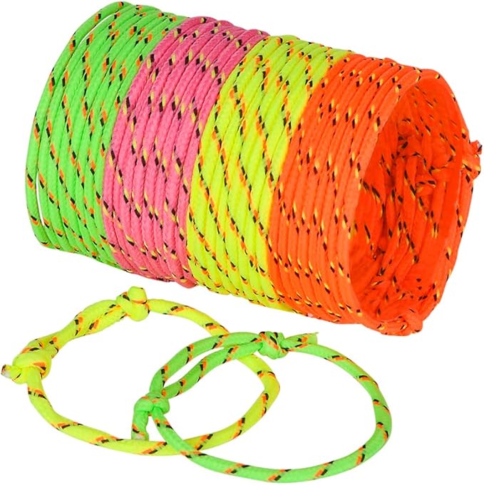 Rhode Island Novelty 144 (1 Gross) Neon Rope Friendship Bracelets New